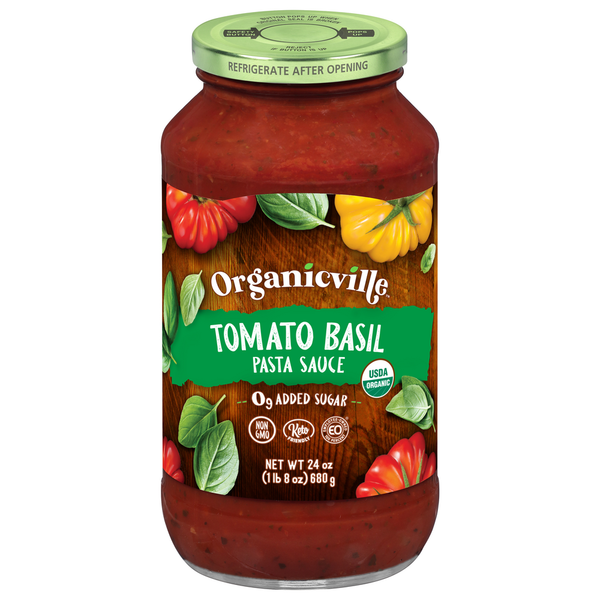 Organicville Pasta Sauce, Tomato Basil hero