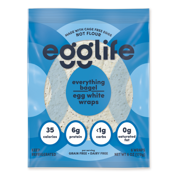 Eggs egglife everything bagel, egg white wraps hero