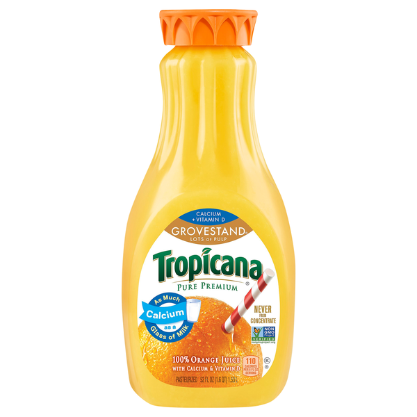 Fruit & Veggie Juice Tropicana Orange Juice, Grovestand Lots of Pulp, Pure Premium hero