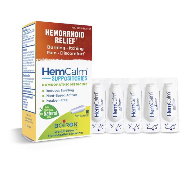 Vitamins & Supplements Boiron Hemcalm Hemorrhoid Relief Suppositories for Itchy Burning Pain, Swelling and Discomfort hero