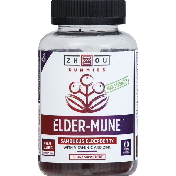 Vitamins & Supplements Zhou Elder-Mune, Sambucus Elderberry, Max Strength, Vegan Gummies hero