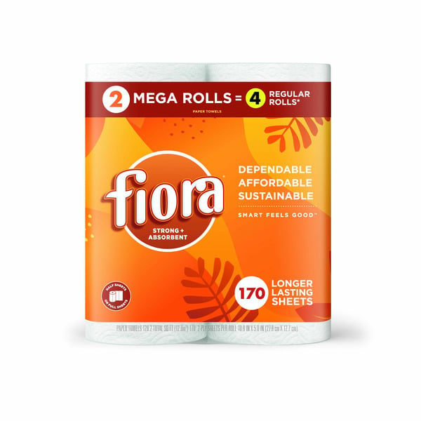 Paper Goods Fiora Strong + Absorbent Paper Towels, MEGA Rolls hero