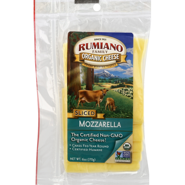 Packaged Cheese Rumiano Sliced Cheese, Organic, Mozzarella hero