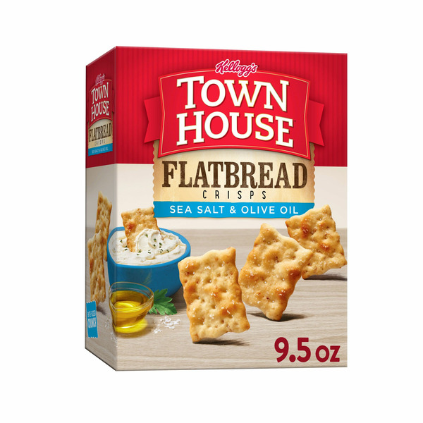 Crackers Town House Flatbread Crisps Oven Baked Crackers, Party Snacks, Sea Salt and Olive Oil hero