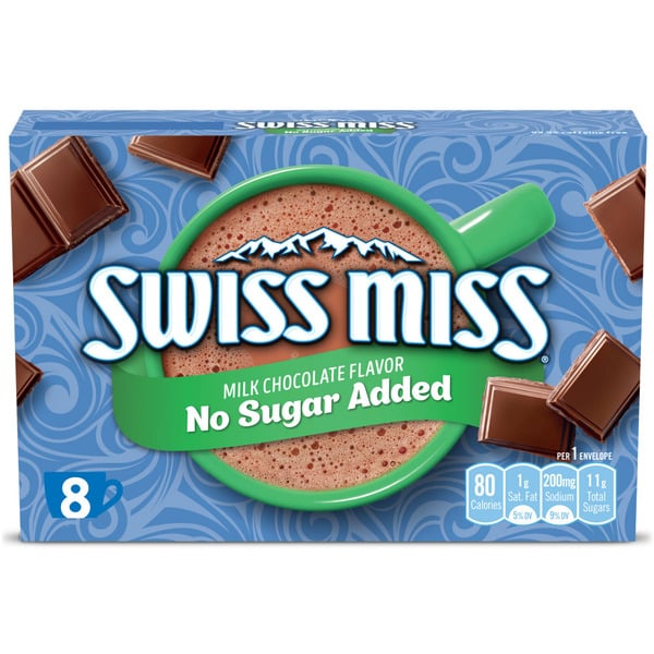 Drink Mixes Swiss Miss No Sugar Added Milk Chocolate Flavored Hot Cocoa Mix hero