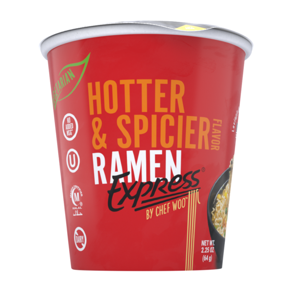 RAMEN EXPRESS by Chef Woo  Hotter and Spicier Ramen Noodle Cup by Chef Woo hero