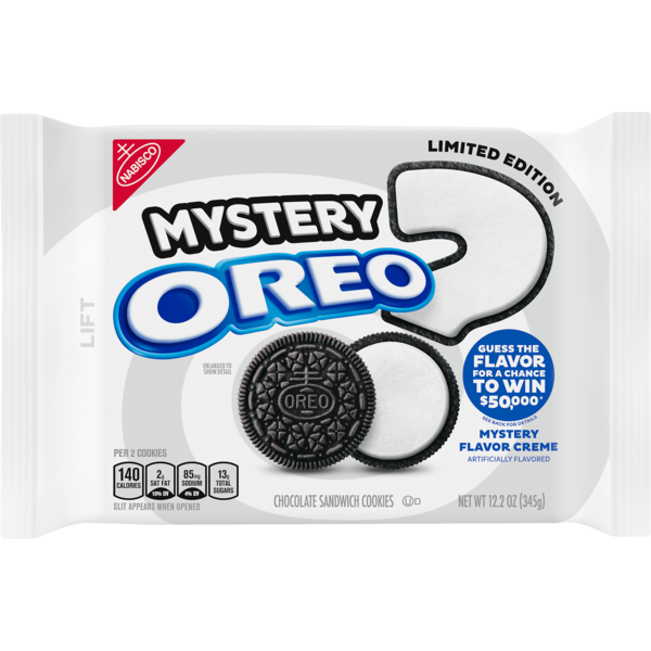 Cookies & Cakes Oreo Chocolate Sandwich Cookies, Limited Edition Mystery Flavor Creme, 1 Resealable Pack (12.2 oz) hero