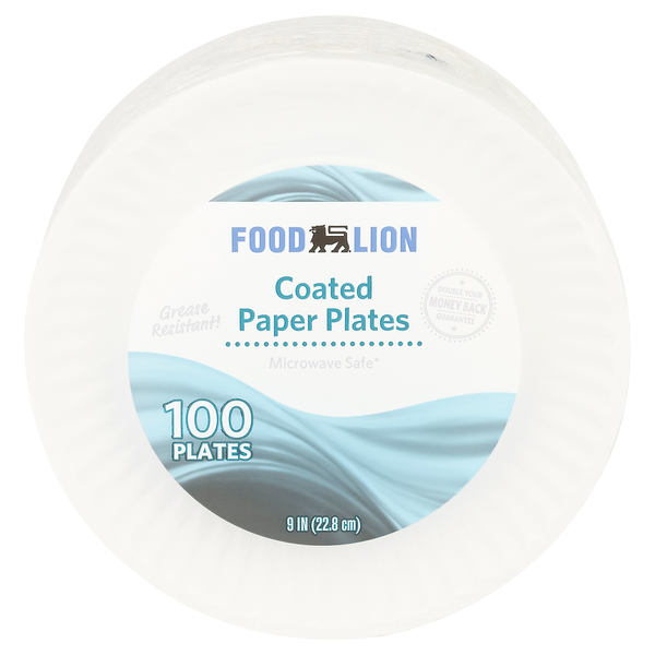 Plates, Bowls, Cups & Flatware Food Lion Paper Plates, Coated, Shrink Wrapped hero