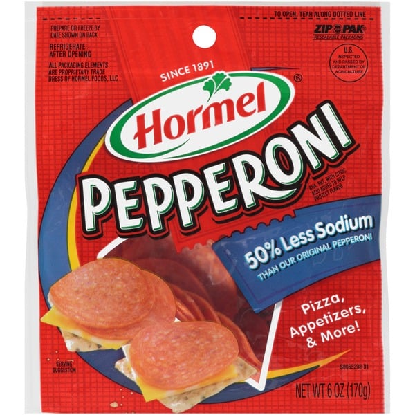 Packaged Lunch Meat HORMEL Pepperoni Pepperoni 50% Less Sodium hero