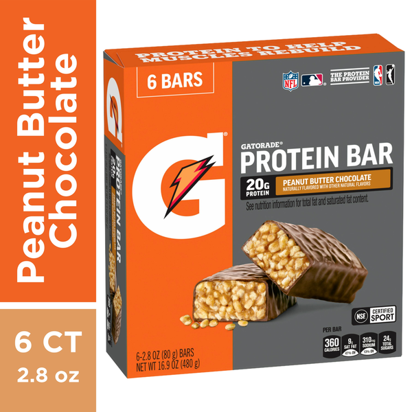 Protein & Meal Replacements Gatorade Peanut Butter Chocolate Flavored Whey Protein Bar hero