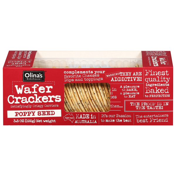 Crackers Olina's Bakehouse Wafer Crackers, Poppy Seed hero