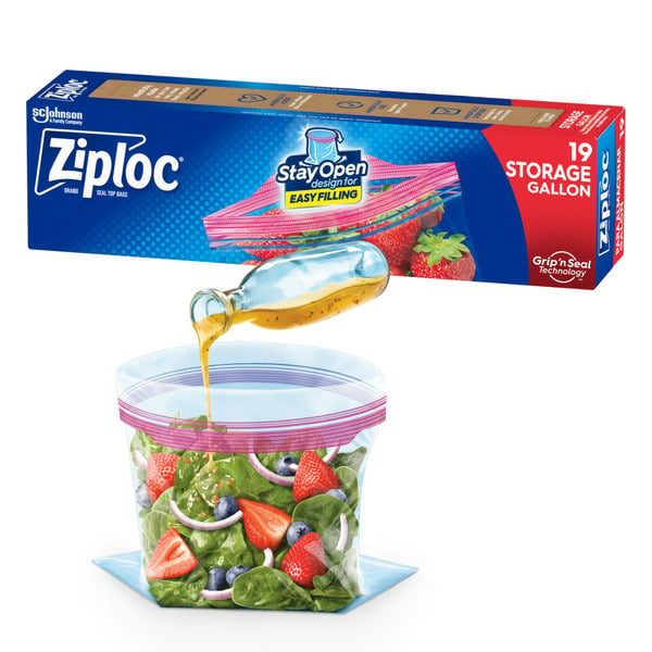 Food Storage Ziploc® Brand Storage Bags with Stay Open Design for Easy Filling hero