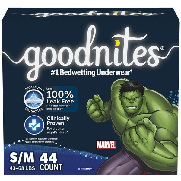 Diapers & Wipes Goodnites Boys' Nighttime Bedwetting Underwear, Size S/M (43-68 lbs) hero