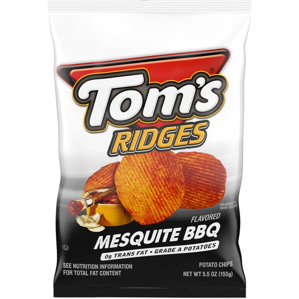 Chips & Pretzels Tom's Mesquite BBQ Flavored Ridges Potato Chips hero