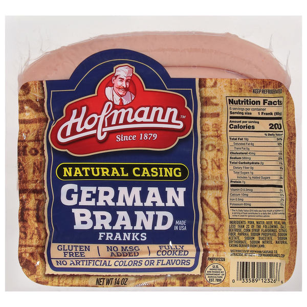 Hot Dogs, Bacon & Sausage Hofmann Franks, German Brand, Natural Casing hero