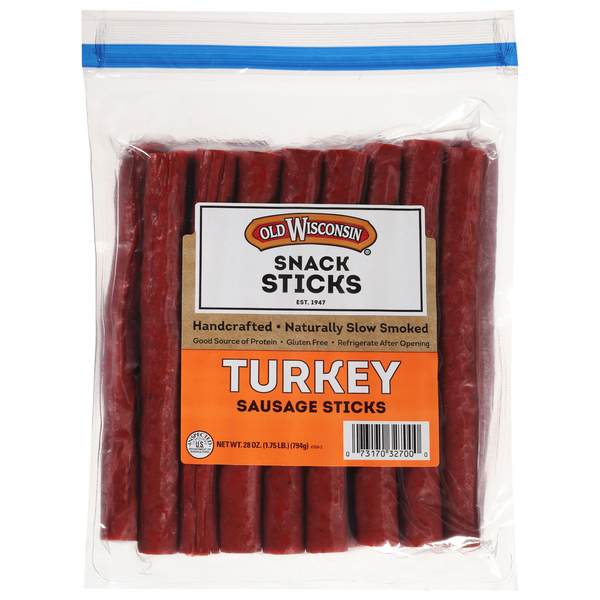 Popcorn & Jerky Old Wisconsin Sausage Sticks, Turkey hero