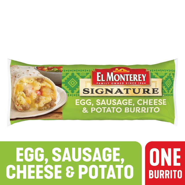 Frozen Breakfast El Monterey Signature Egg, Sausage, Cheese & Potato Burrito hero