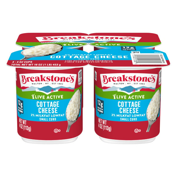 Other Creams & Cheeses Breakstone's Live Active Lowfat Small Curd Cottage Cheese with 2% Milkfat, oz Cup, Ct hero