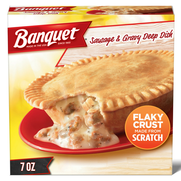 Pantry Banquet Sausage and Gravy Deep Dish Pot Pie, Frozen Meal hero