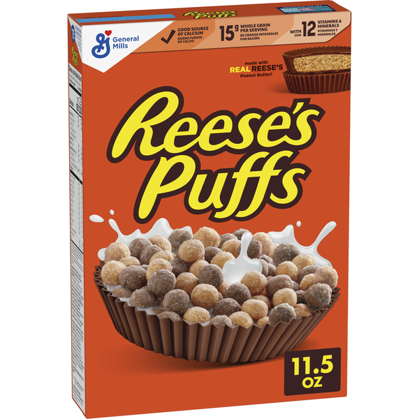 Cereal General Mills Reese's Puffs Chocolatey Peanut Butter Kids Breakfast Cereal hero