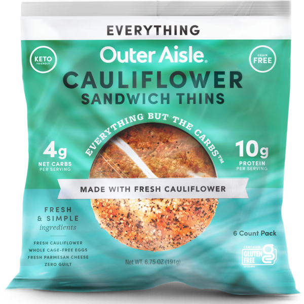 Frozen Meals Outer Aisle Sandwich Thins Cauliflower, Everything hero