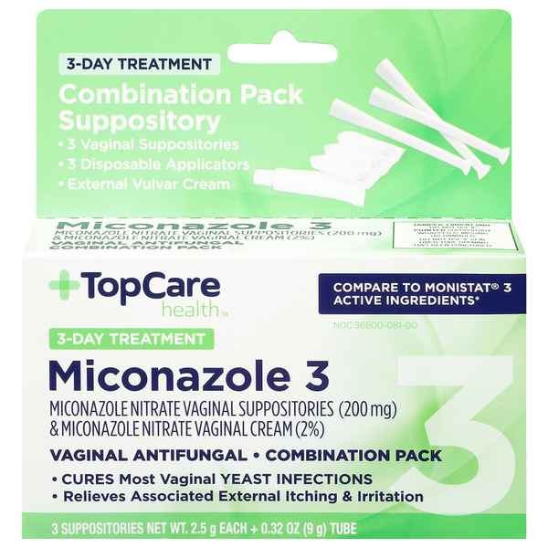 Feminine Care TopCare Miconazole 3, Combination Pack hero