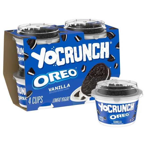 Yogurt YoCrunch Vanilla Low Fat Yogurt Cups with OREO(R) Cookie Pieces hero