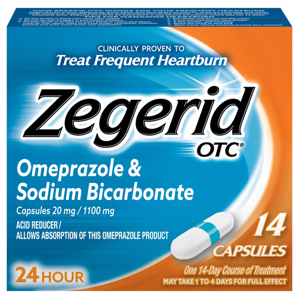 Digestion Zegerid OTC Omeprazole & Sodium Bicarbonate, 20 mg/1100 mg, Capsules hero