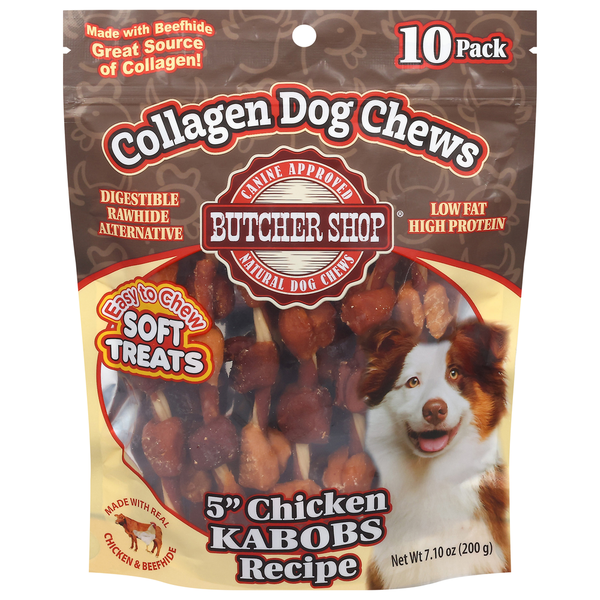 Dog Treats and Chews Butcher Shop Dog Chews, Collagen, Chicken Kabob Recipe, 10 Pack hero