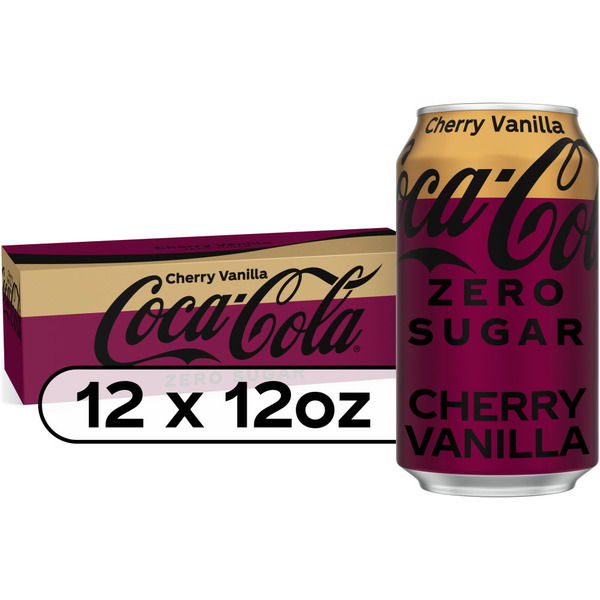 Soft Drinks Coca Cola Zero Sugar Coca-Cola Cherry Vanilla Zero Sugar Fridge Pack Cans hero