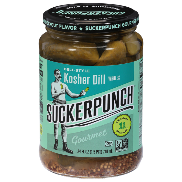 Canned & Jarred Vegetables SuckerPunch Pickles, Kosher Dill, Wholes, Deli Style hero