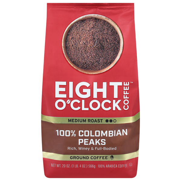 Coffee Eight O’Clock Coffee, 100% Colombian Peaks, Ground, Medium Roast hero