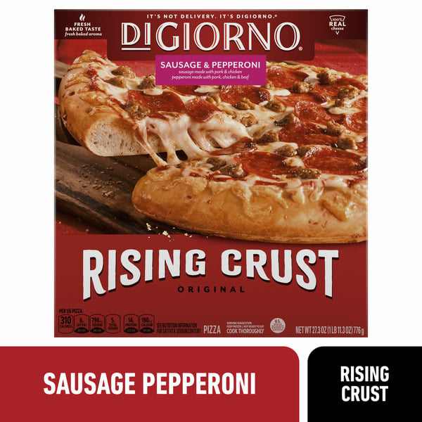 DiGiorno Frozen Pizza Rising Crust Sausage Pepperoni hero