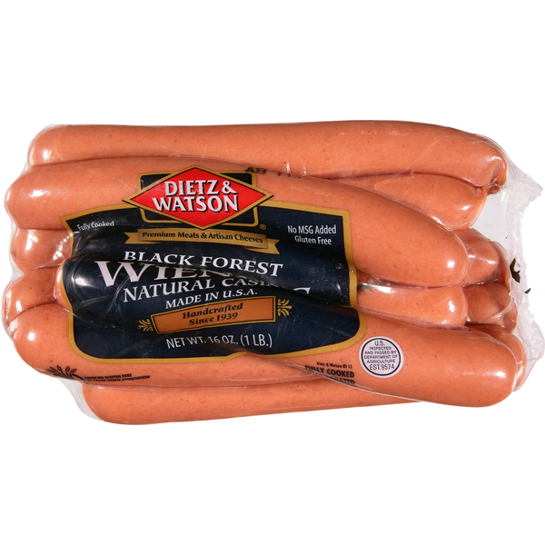 Hot Dogs, Bacon & Sausage Dietz & Watson Wieners, Black Forest hero