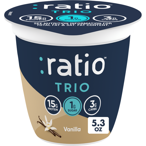 Yogurt Ratio Trio Vanilla Yogurt Cultured Dairy Keto Friendly Snack Cup hero