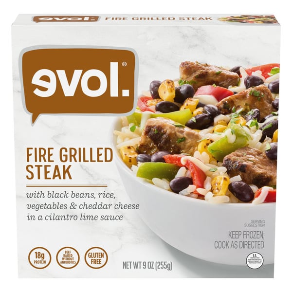 Frozen Meals Evol Gluten Free Fire Grilled Steak, Frozen Meal hero