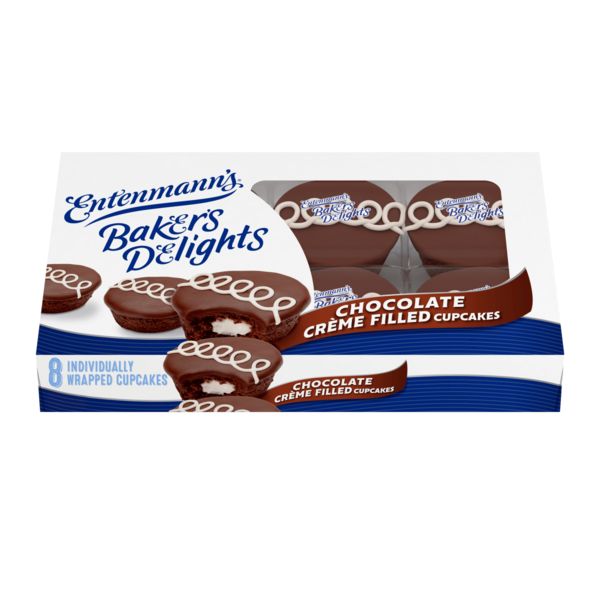 Cookies & Cakes Entenmann's Baker's Delights, 8 packs, Chocolate Crème Filled Cupcakes hero