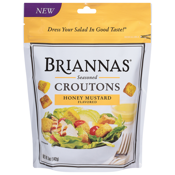 Salad Dressing & Toppings BRIANNAS Croutons, Seasoned, Honey Mustard Flavored hero