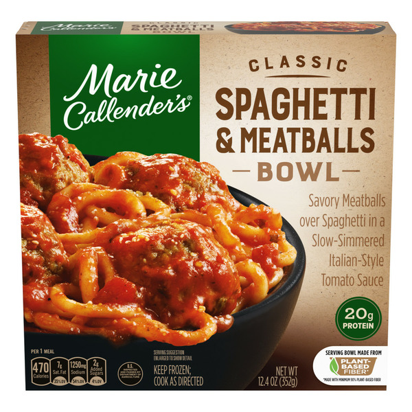 Frozen Meals Marie Callender's Classic Spaghetti and Meatballs Bowl, Frozen Meal hero