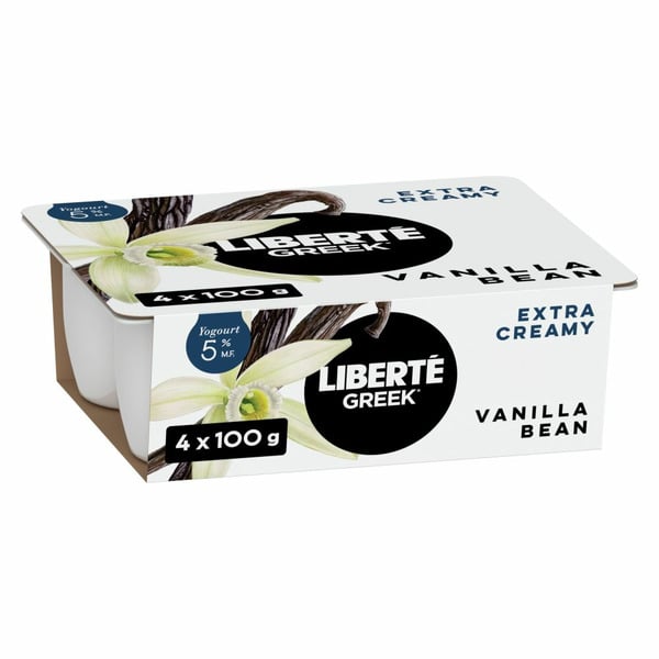 Yogurt Liberté Greek 5% Extra Creamy Yogurt 4-Pack, Vanilla Bean, High Protein hero