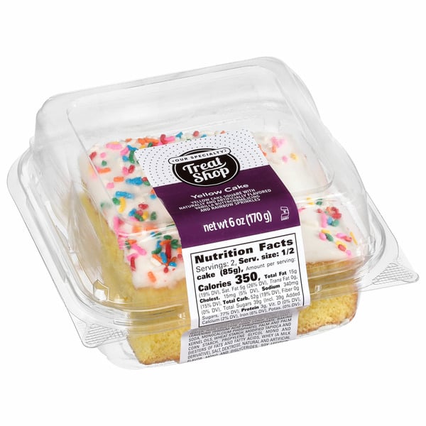 Bakery Desserts Our Specialty Individual Yellow Cake Slice with Vanilla Icing and Sprinkles hero