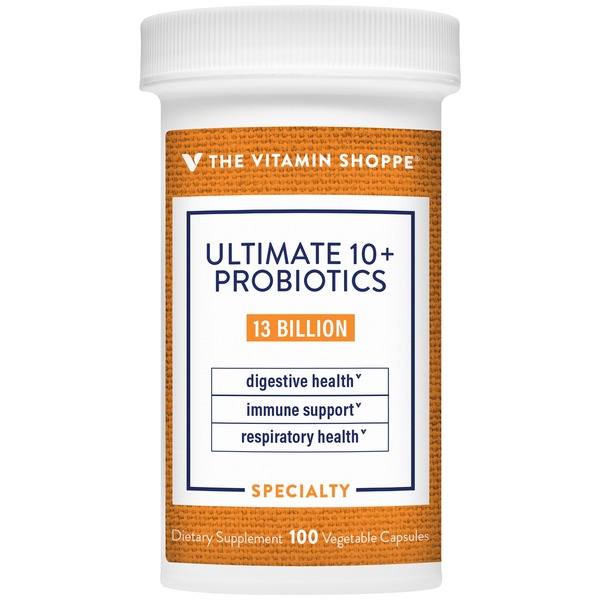 Probiotics The Vitamin Shoppe Ultimate 10+ Probiotics - 13 Billion CFUs (100 Vegetable Capsules) hero