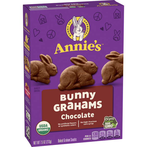 Crackers Annie's Organic Chocolate Bunny Graham Snacks hero