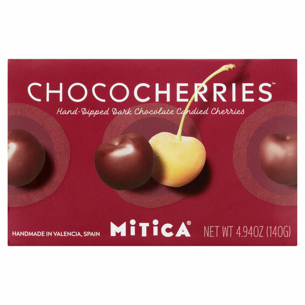 Candy & Chocolate Mitica Chocoherries Hand-dipped Dark Chocolate Candied Cherries hero