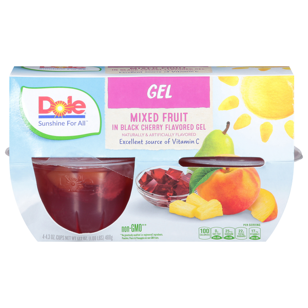 Canned Fruit & Applesauce Dole Mixed Fruit, in Black Cherry Flavored Gel, Gel hero