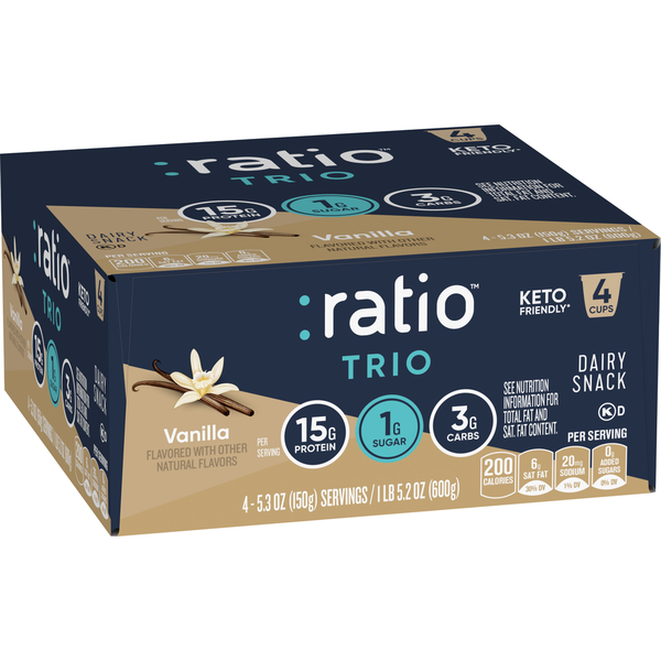 Yogurt Ratio Trio Vanilla Yogurt Cultured Dairy Keto Friendly Snack Cups hero