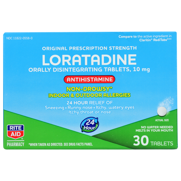 Cough, Cold & Flu Rite Aid Loratadine 24 Hour Allergy Relief 30 Orally Disintegrating Tablets hero