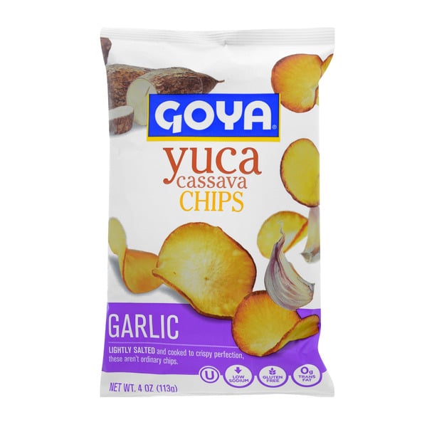 Chips & Pretzels Goya Yuca Cassava Chips, Garlic hero