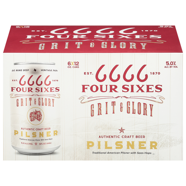 Beers & Coolers Grit & Glory Beer, Pilsner, Four Sixes hero