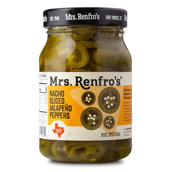 Preserved Dips & Spreads Mrs. Renfro's Nacho Sliced Jalapeño Peppers, Hot hero